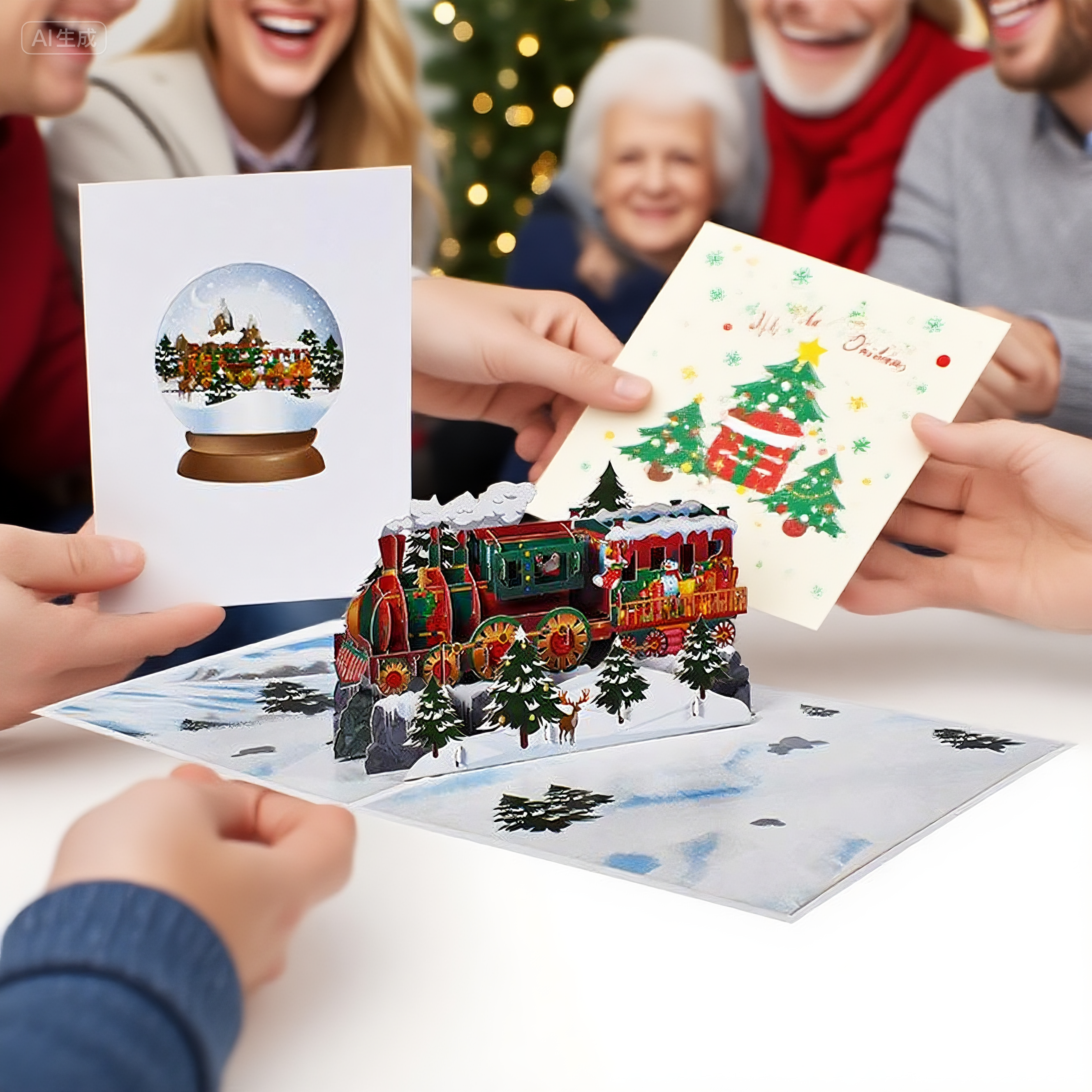 Interactive Magical Snowman Christmas Tree Jesus Santa Claus Religious Pop Up 3d Paper Christmas Greeting Card
