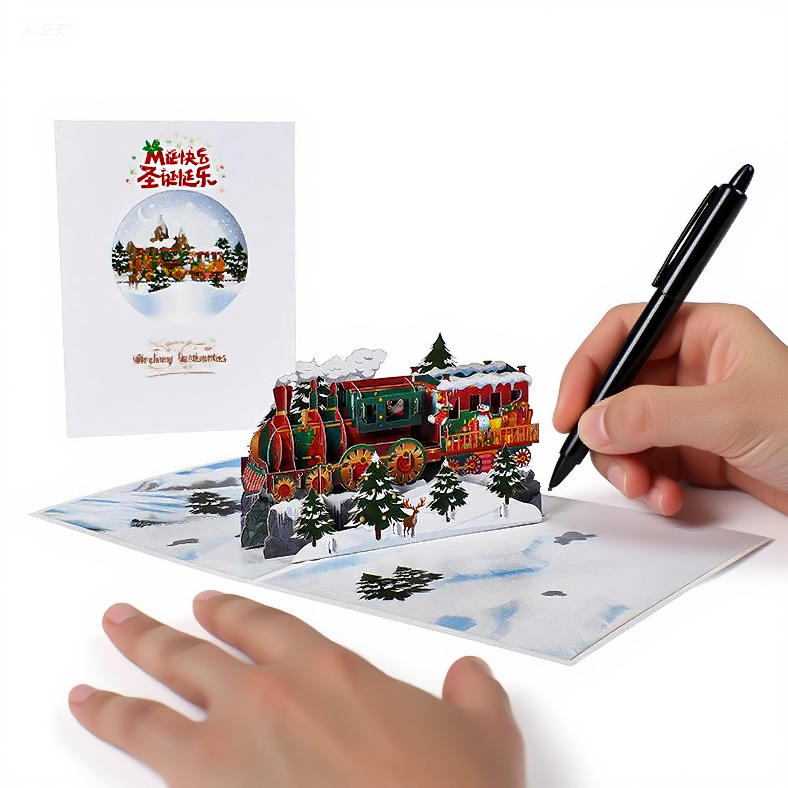 Interactive Magical Snowman Christmas Tree Jesus Santa Claus Religious Pop Up 3d Paper Christmas Greeting Card
