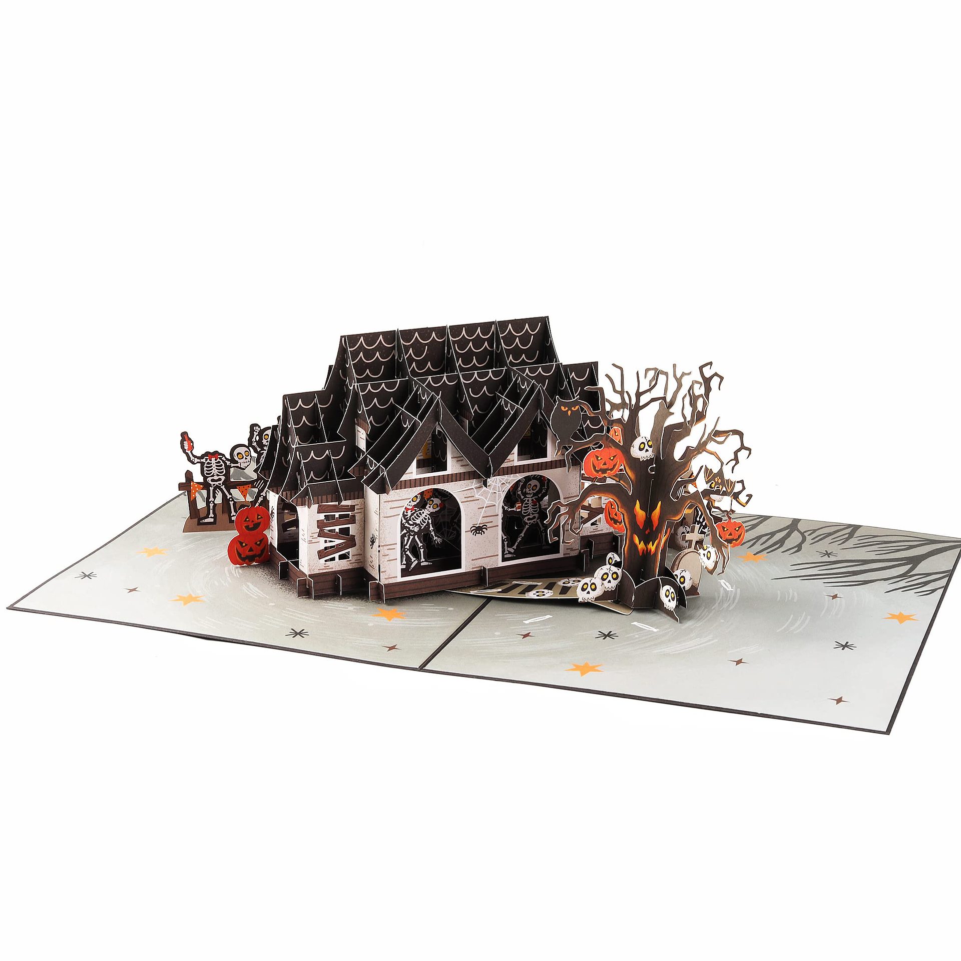 Interactive Spooky Haunted House Witch Ghost Pumpkin Funny Halloween Card Pop Up 3d Paper Halloween Greeting Card