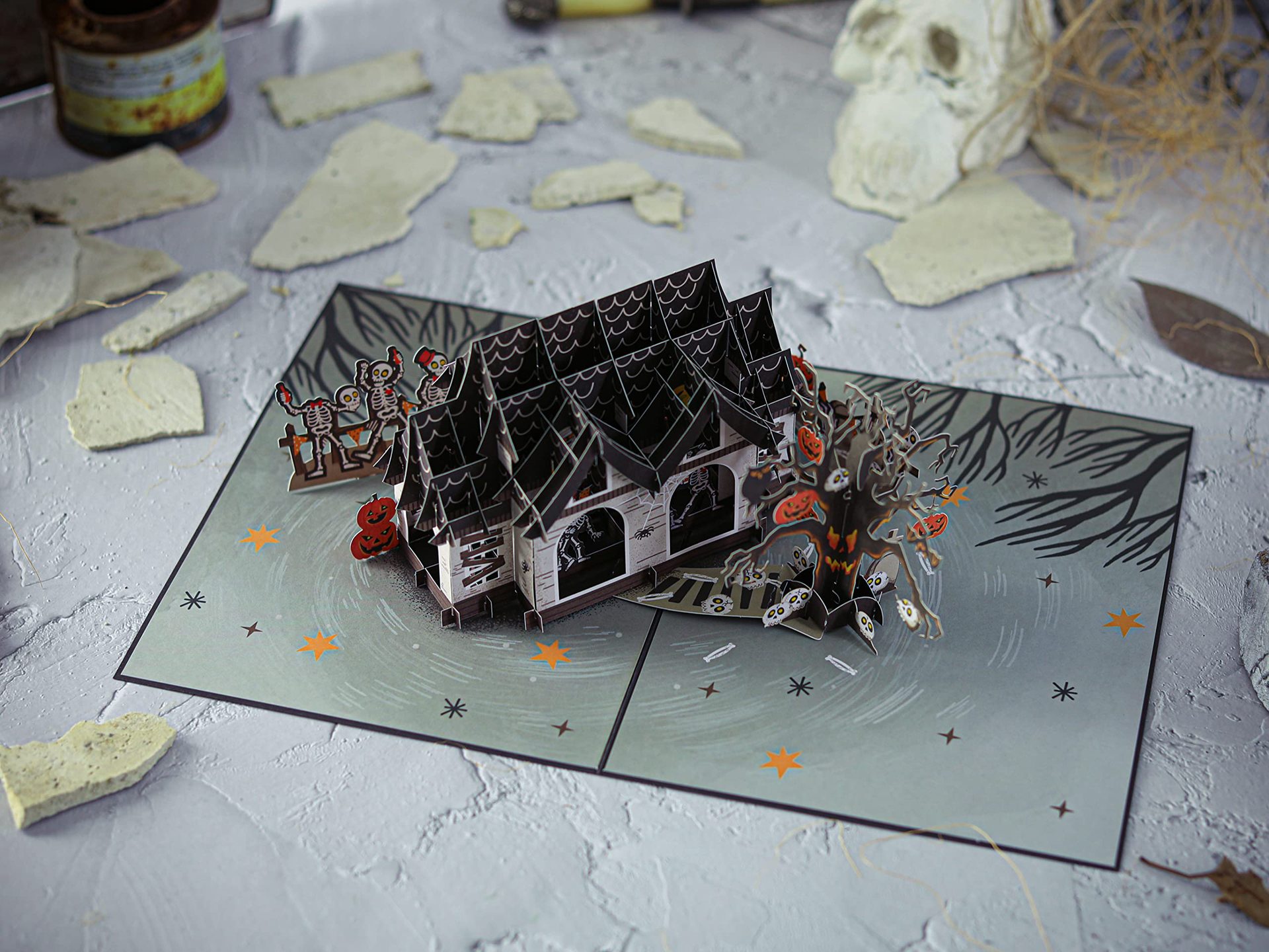 Interactive Spooky Haunted House Witch Ghost Pumpkin Funny Halloween Card Pop Up 3d Paper Halloween Greeting Card