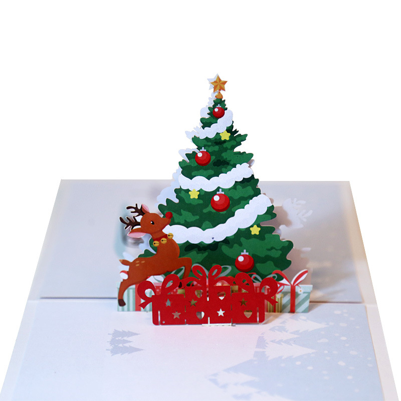 Interactive Magical Snowman Christmas Tree Santa Claus Pop Up 3D Paper Greeting Card