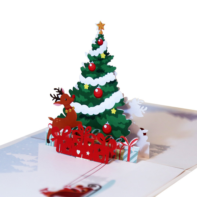 Interactive Magical Snowman Christmas Tree Santa Claus Pop Up 3D Paper Greeting Card