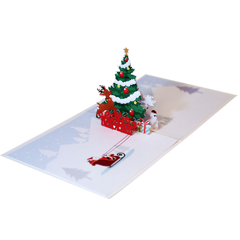 Interactive Magical Snowman Christmas Tree Santa Claus Pop Up 3D Paper Greeting Card