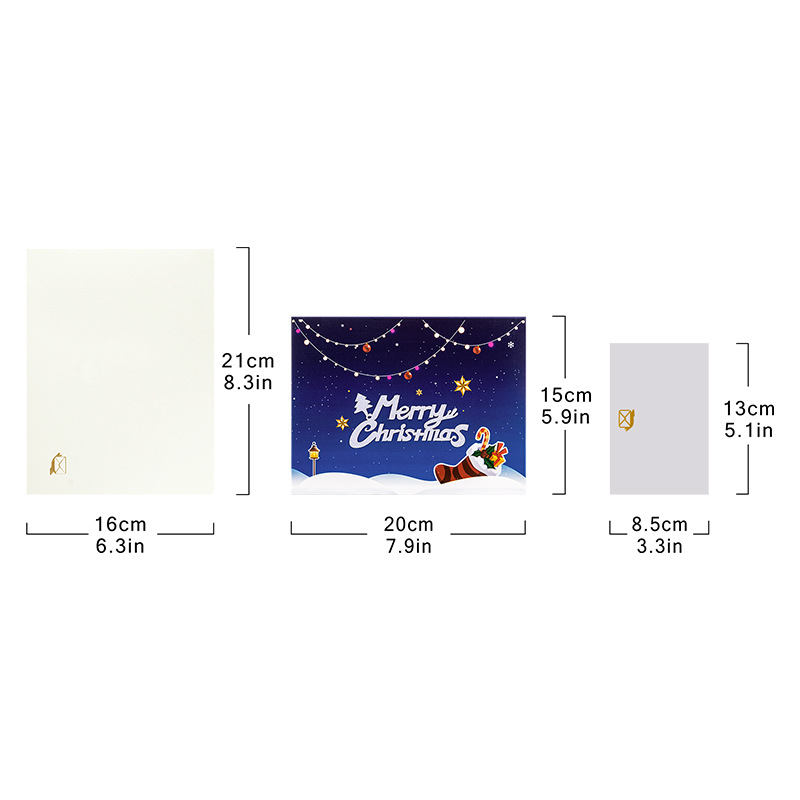 Interactive Magical Snowman Christmas Tree Jesus Santa Reindeer Claus Religious Pop Up 3d  Light and Music Paper Christmas Greeting Card