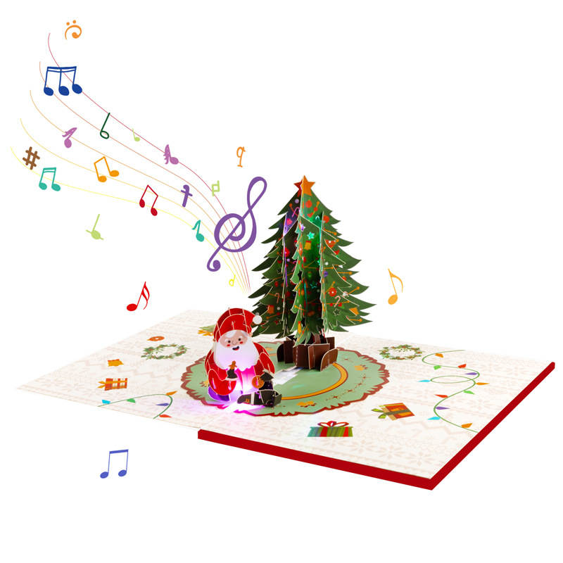 Interactive Magical Snowman Christmas Tree Jesus Santa Claus Deer Religious Pop Up 3D Paper Christmas Greeting Card