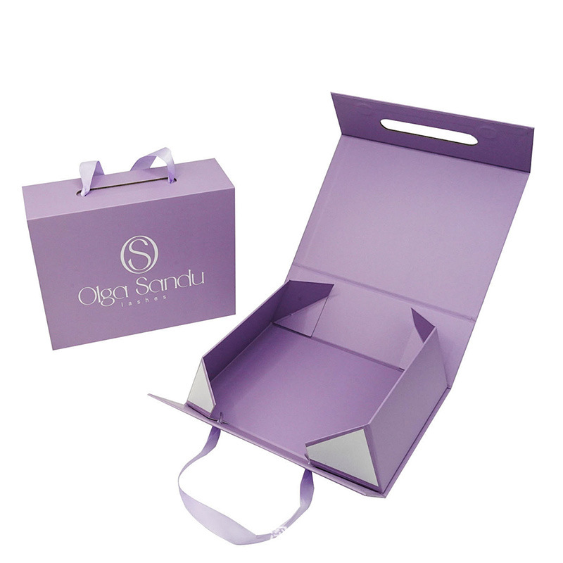 Purple Luxury Custom Perfume Fragrance Bottles Packing Foldable Magnetic Cardboard Closure Flat Rigid Perfume Paper Box