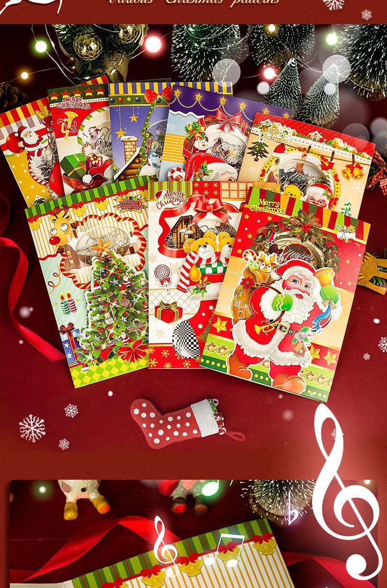 Interactive Magical Holiday Characters Snowman Christmas Tree Jesus Santa Claus Religious Pop Up 3d  Light and Music Paper Christmas Greeting Card