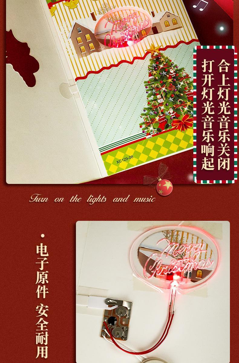 Interactive Magical Holiday Characters Snowman Christmas Tree Jesus Santa Claus Religious Pop Up 3d  Light and Music Paper Christmas Greeting Card