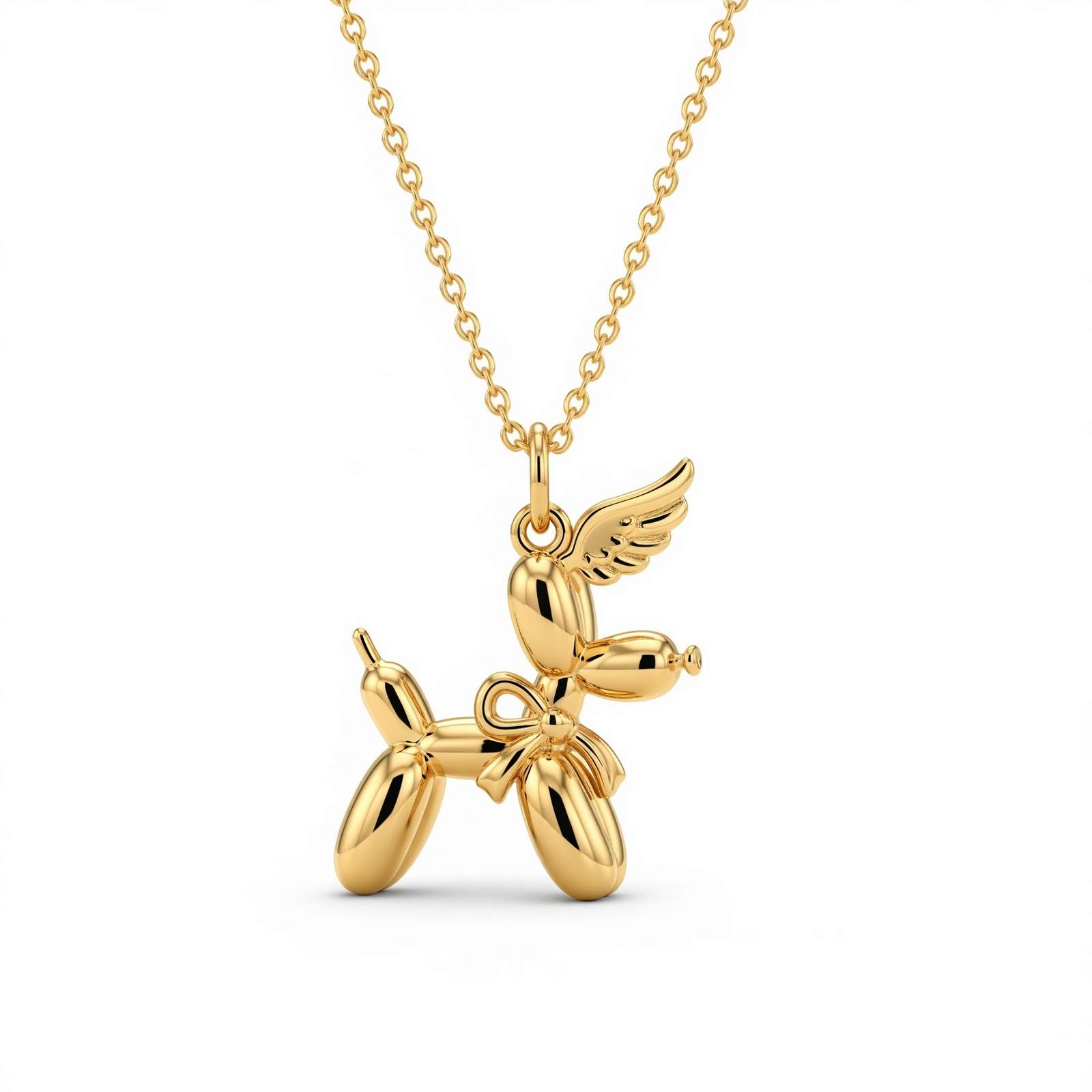 Adorable Women's Stainless Steel 3D Balloon Dog Pendant Necklace