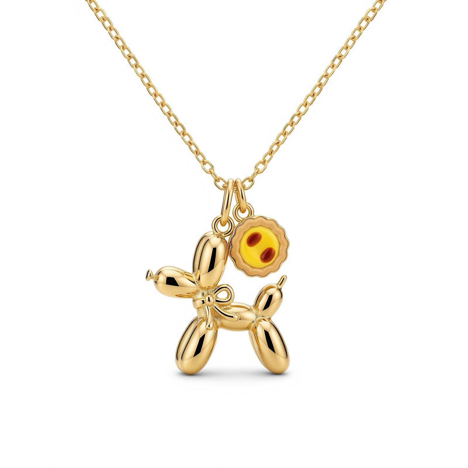 Adorable Women's Stainless Steel 3D Balloon Dog Pendant Necklace with Cookie