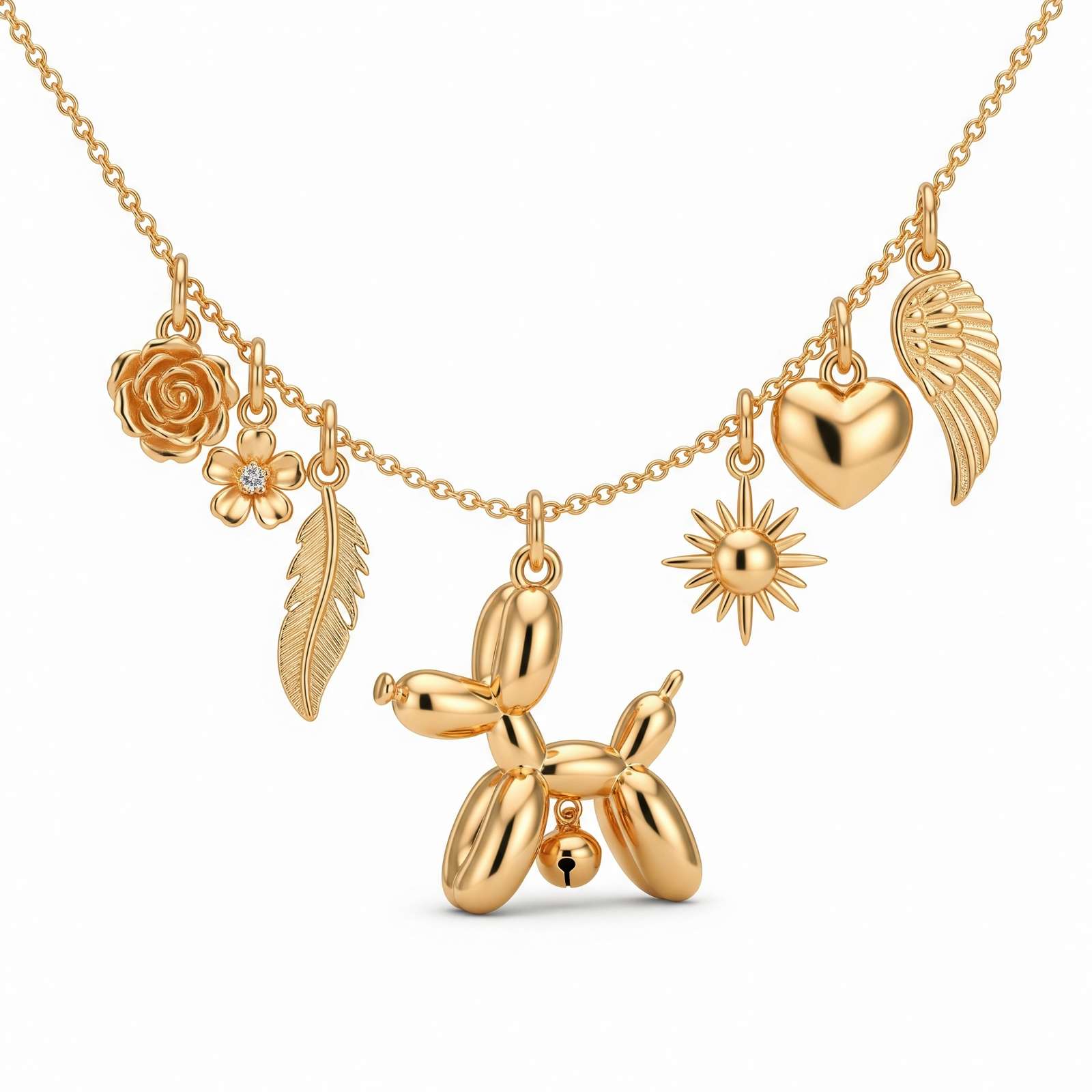 Adorable Women's Stainless Steel Charm 3D Balloon Dog Pendant Necklace