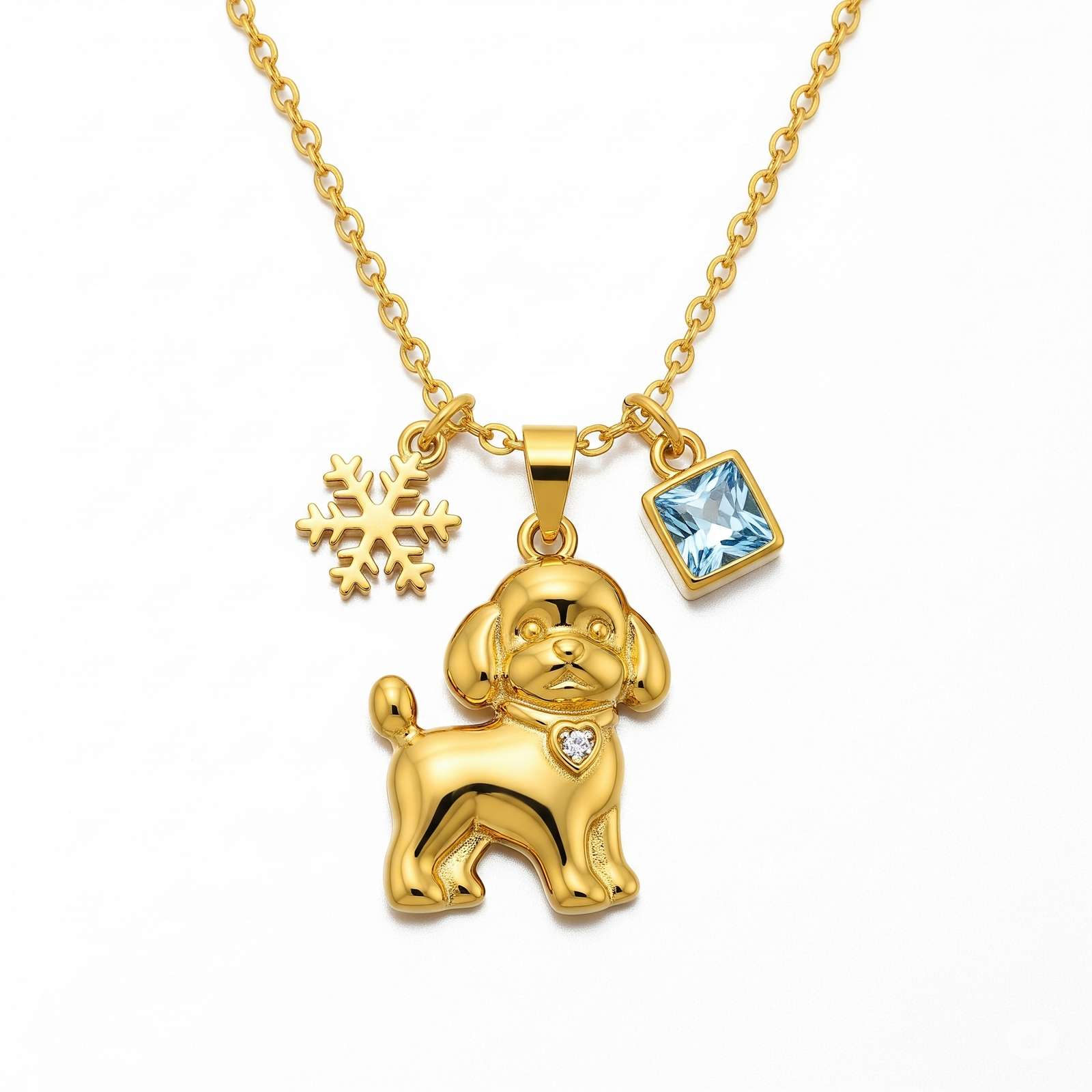 Cute 3D Women Stainless Steel Funny Charm Poodle Custom Dog Pendant Necklace