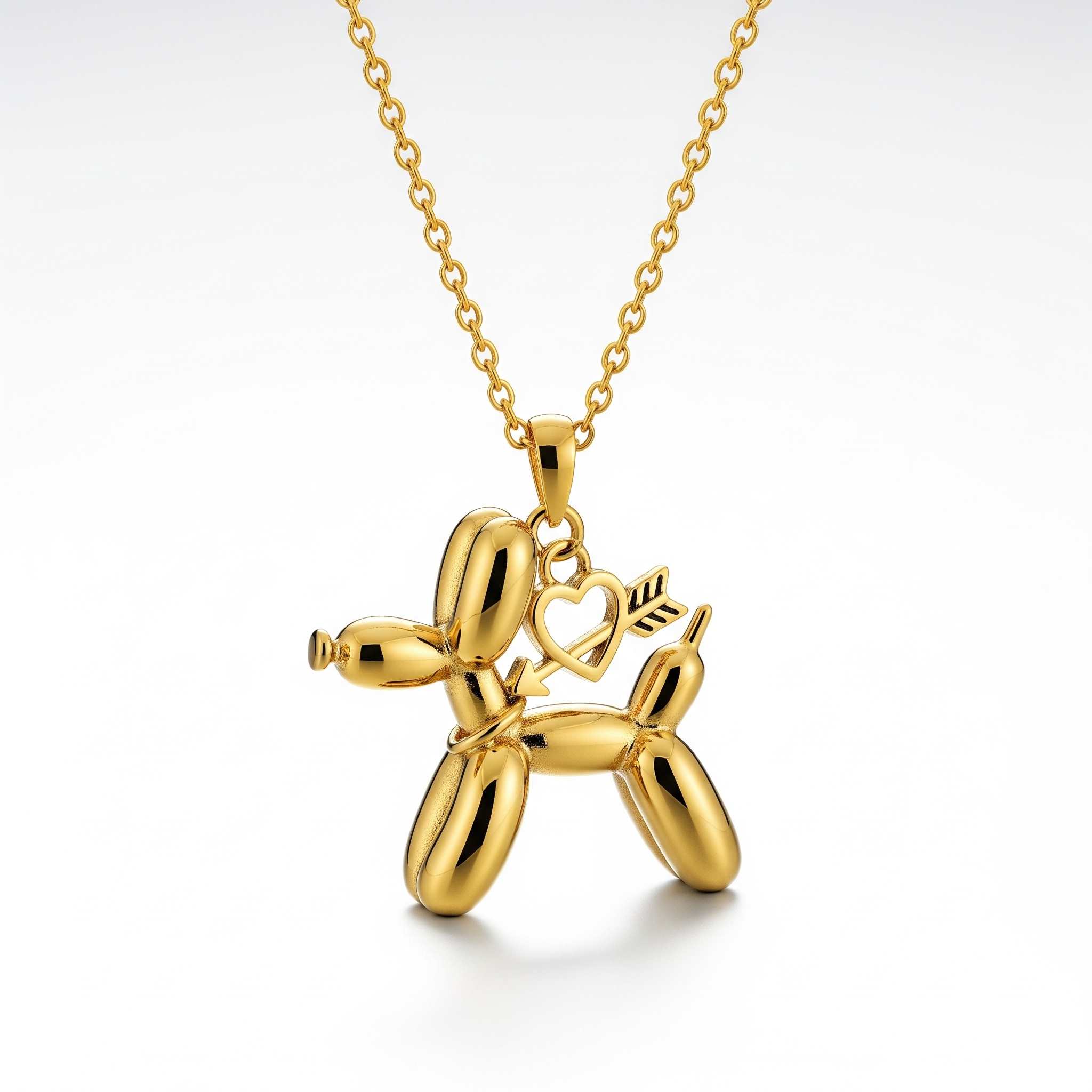 Adorable Women's Stainless Steel Charm 3D Balloon Dog Pendant Necklace