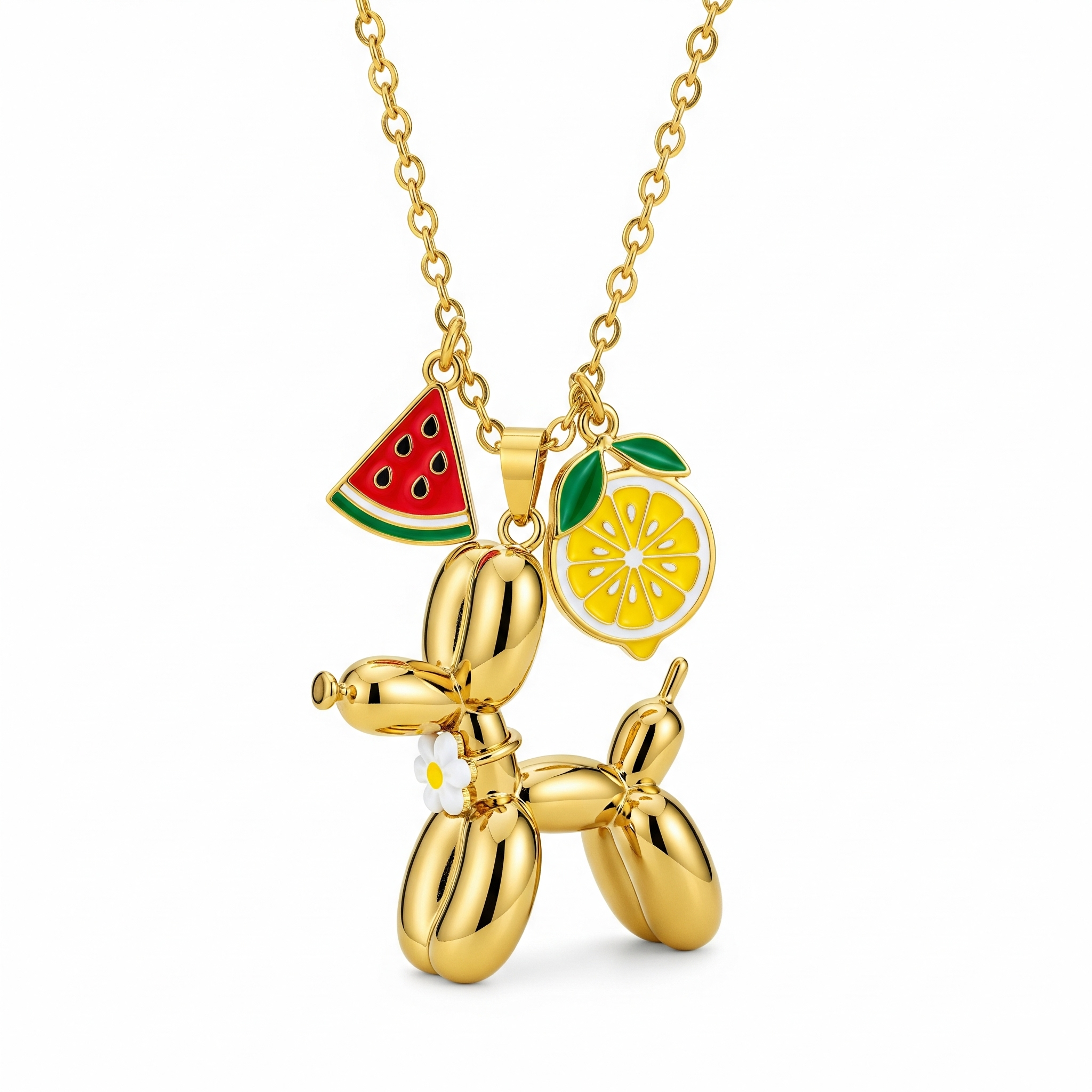 Cute 3D Women Stainless Steel Funny Charm Custom Balloon Dog Pendant Necklace