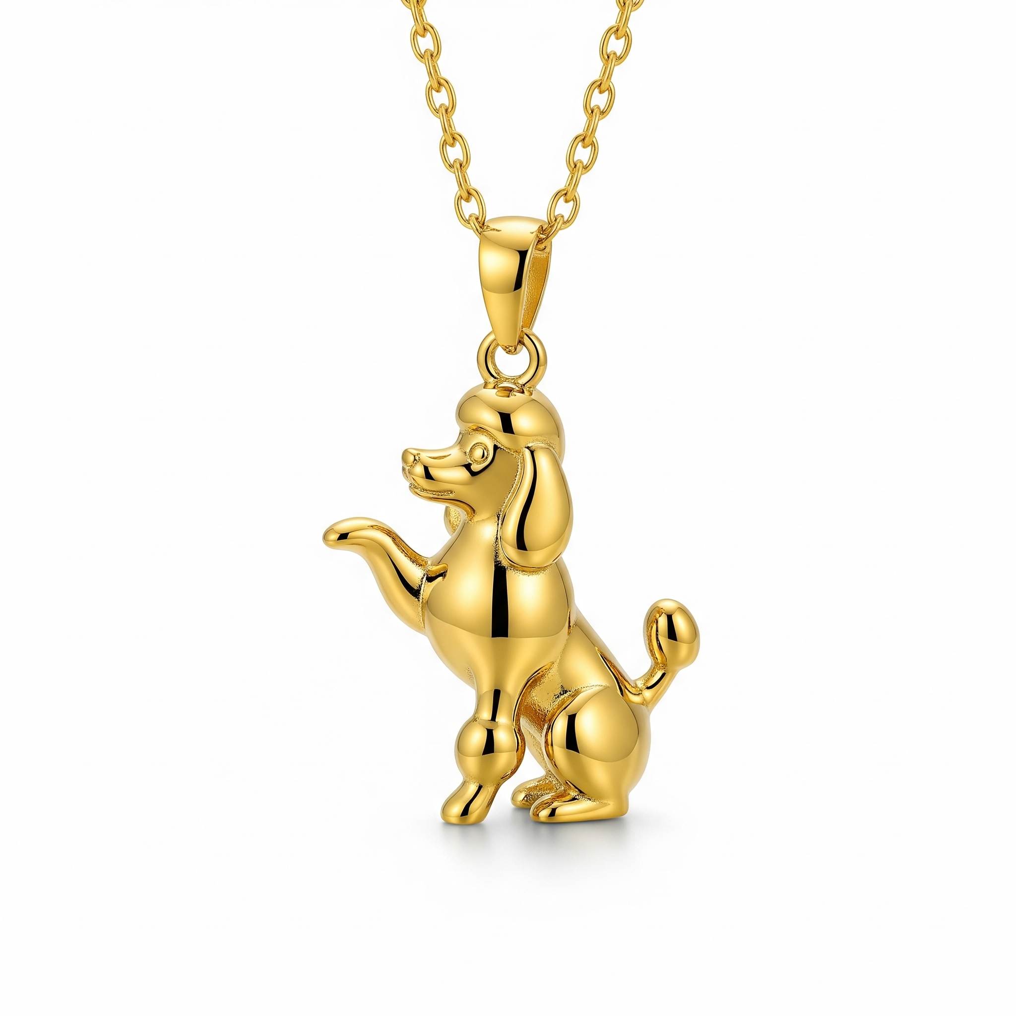 Cute 3D Women Stainless Steel Funny Charm Poodle Custom Dog Pendant Necklace
