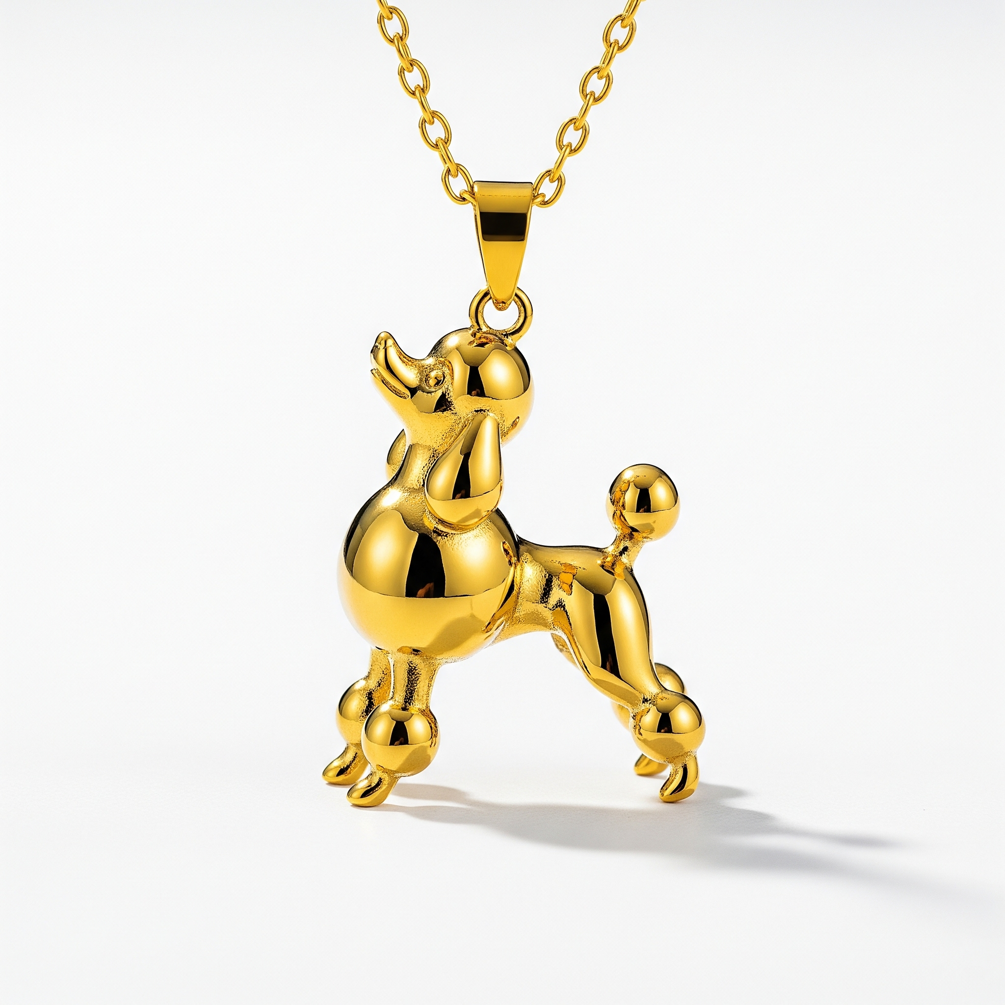 Cute 3D Women Stainless Steel Funny Charm Poodle Custom Dog Pendant Necklace