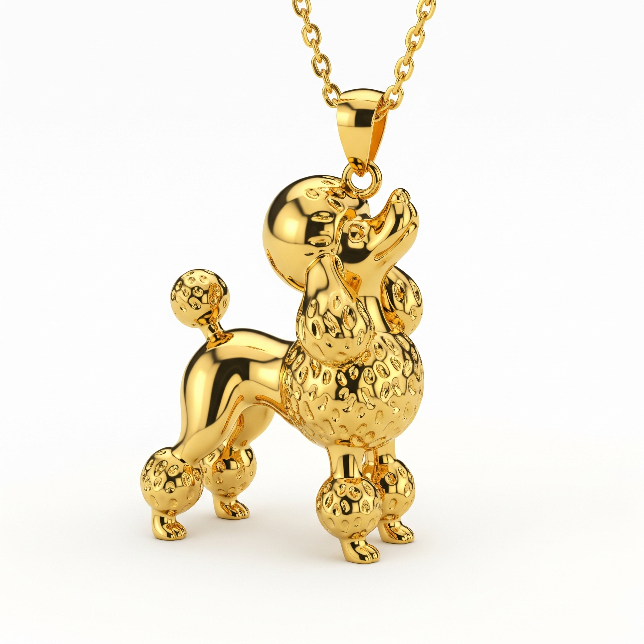 Cute 3D Women Stainless Steel Funny Charm Poodle Custom Dog Pendant Necklace