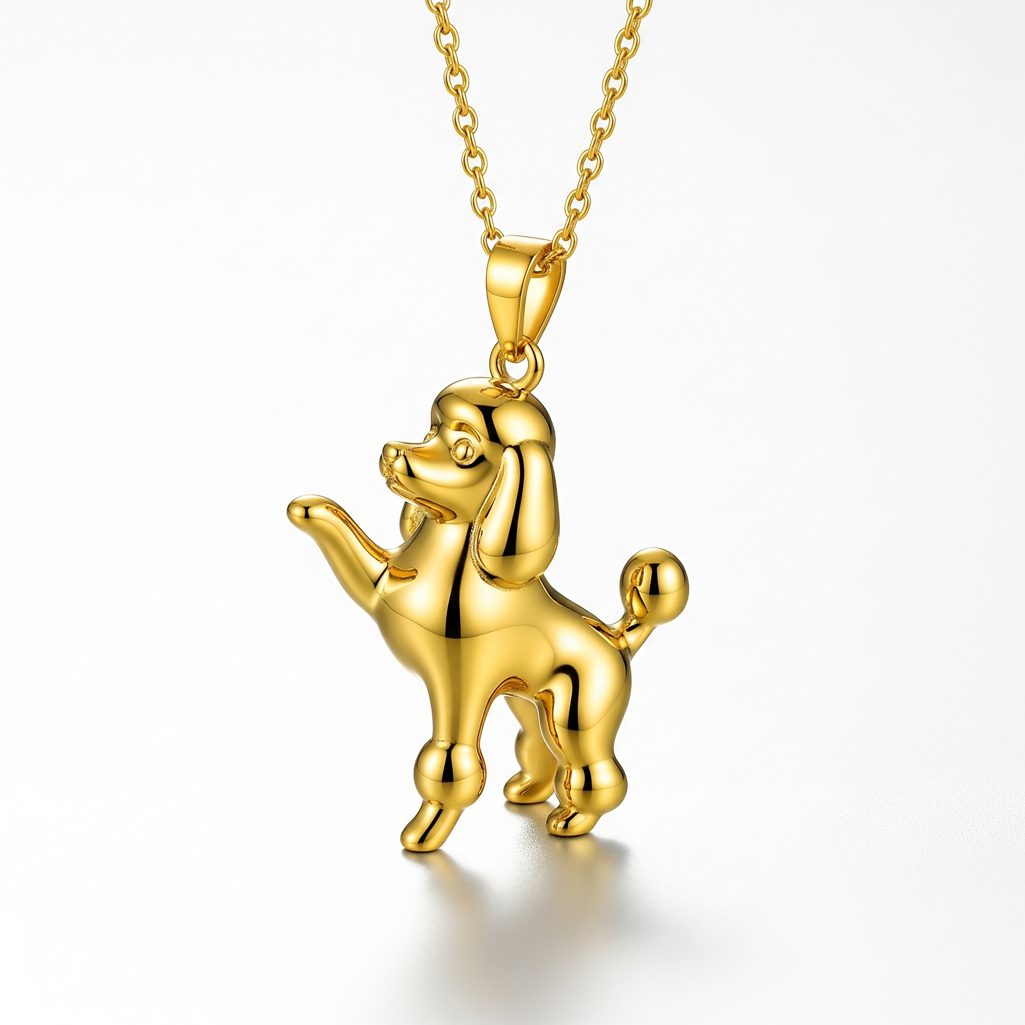 Cute 3D Women Stainless Steel Funny Charm Poodle Custom Dog Pendant Necklace
