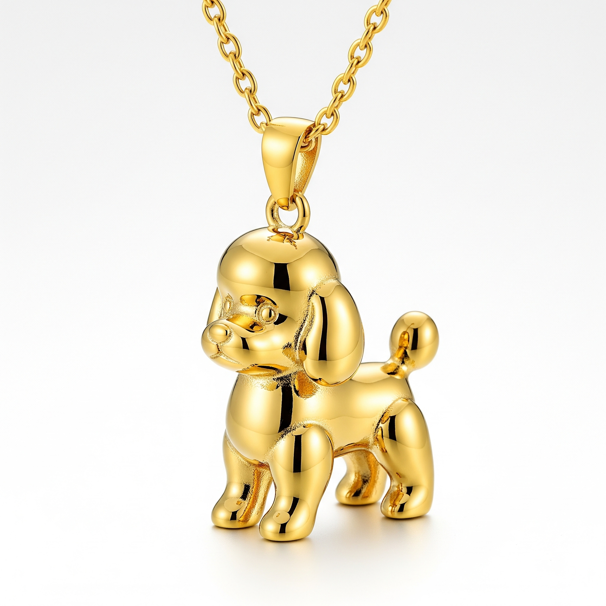 Cute 3D Women Stainless Steel Funny Charm Standing Poodle Custom Dog Pendant Necklace