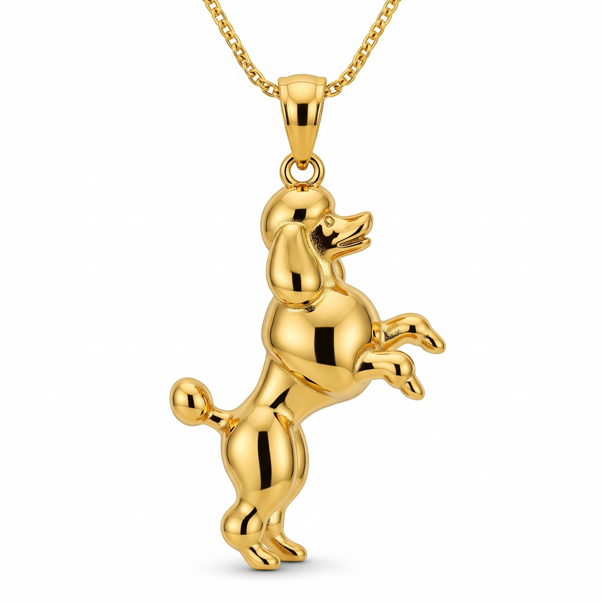 Cute 3D Women Stainless Steel Funny Charm Poodle Custom Dog Pendant Necklace
