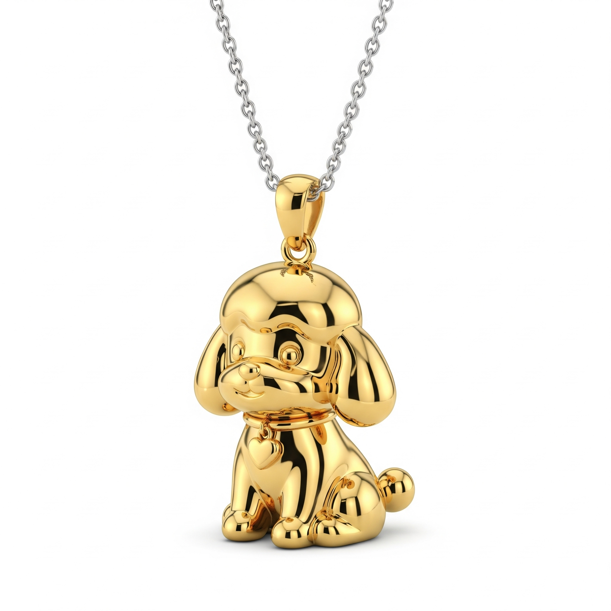 Cute 3D Women Stainless Steel Funny Charm Poodle Custom Dog Pendant Necklace