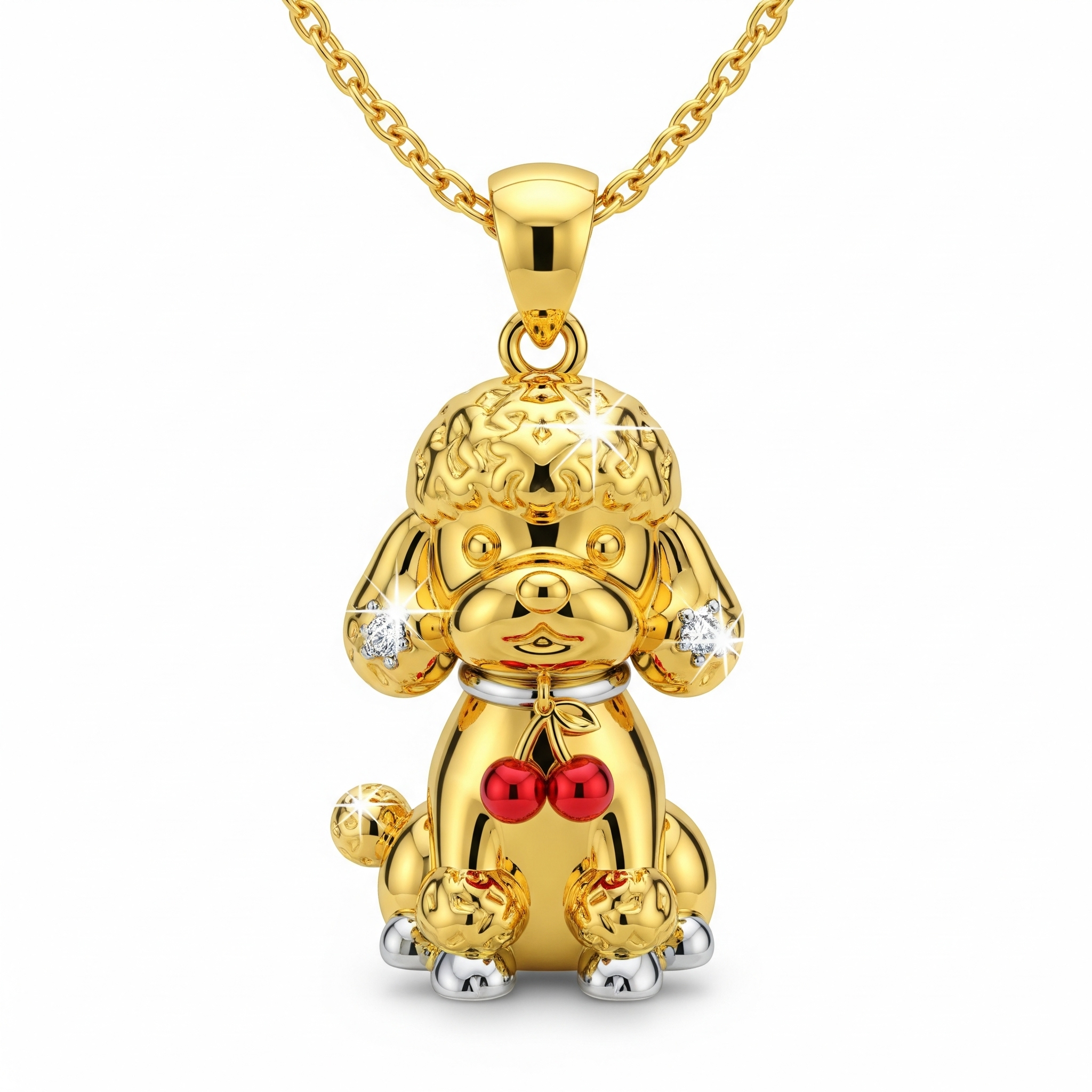 Cute 3D Women Stainless Steel Funny Charm Poodle Custom Dog Pendant Necklace