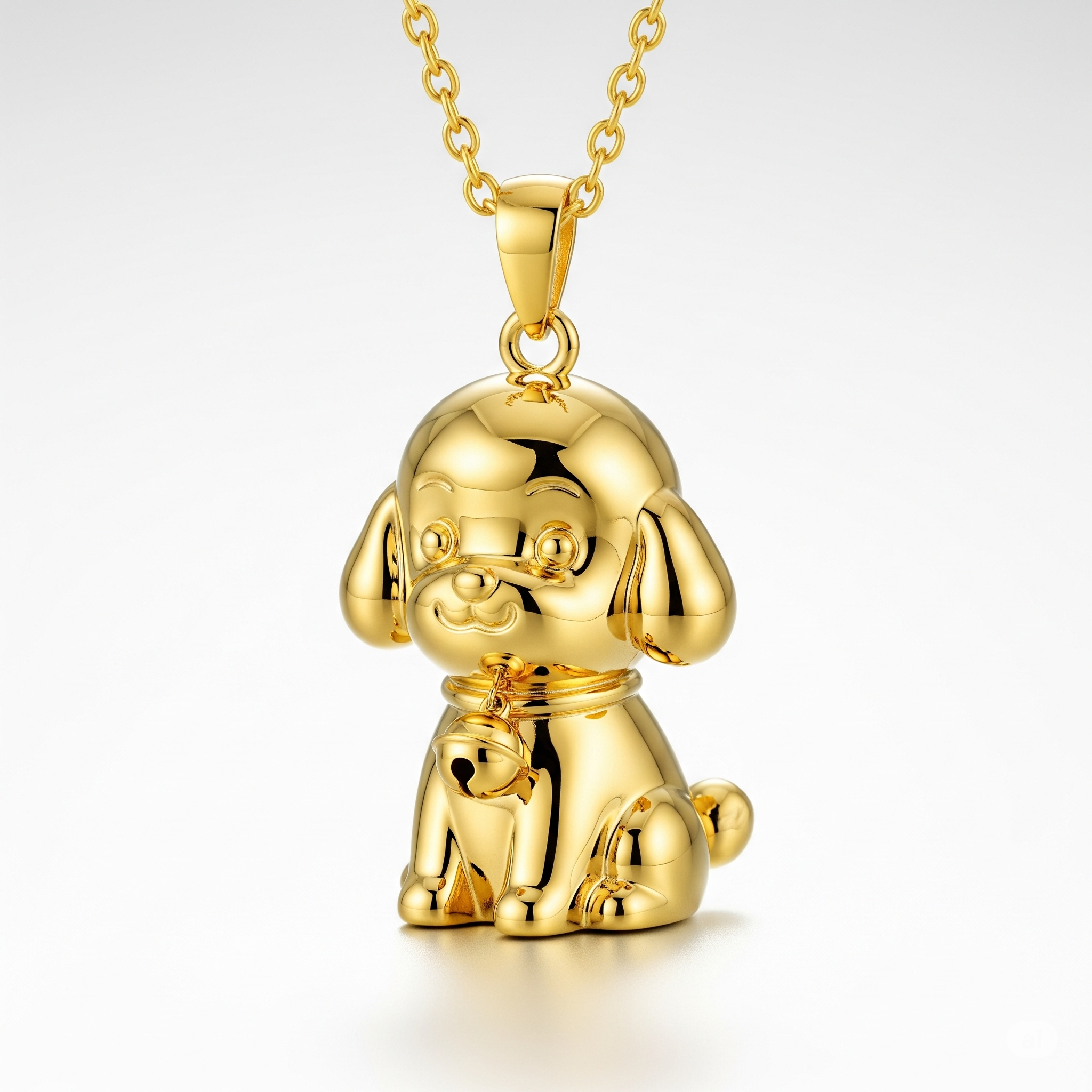 Cute 3D Women Stainless Steel Funny Charm Poodle Custom Dog Pendant Necklace with Bell