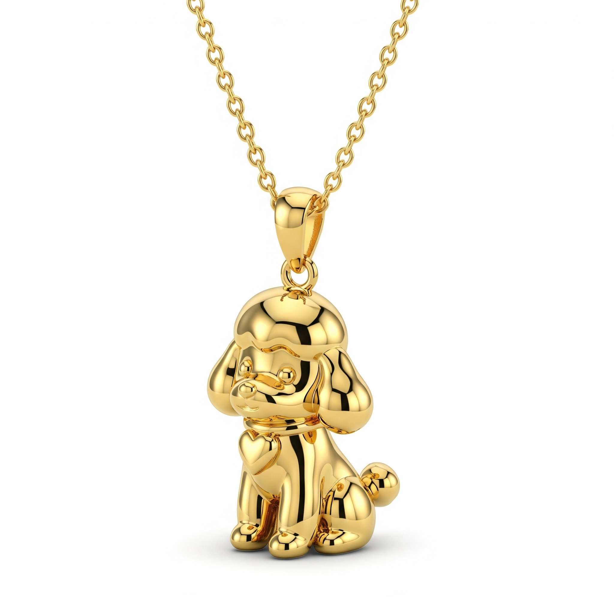 Cute 3D Women Stainless Steel Funny Charm Poodle Custom Dog Pendant Necklace