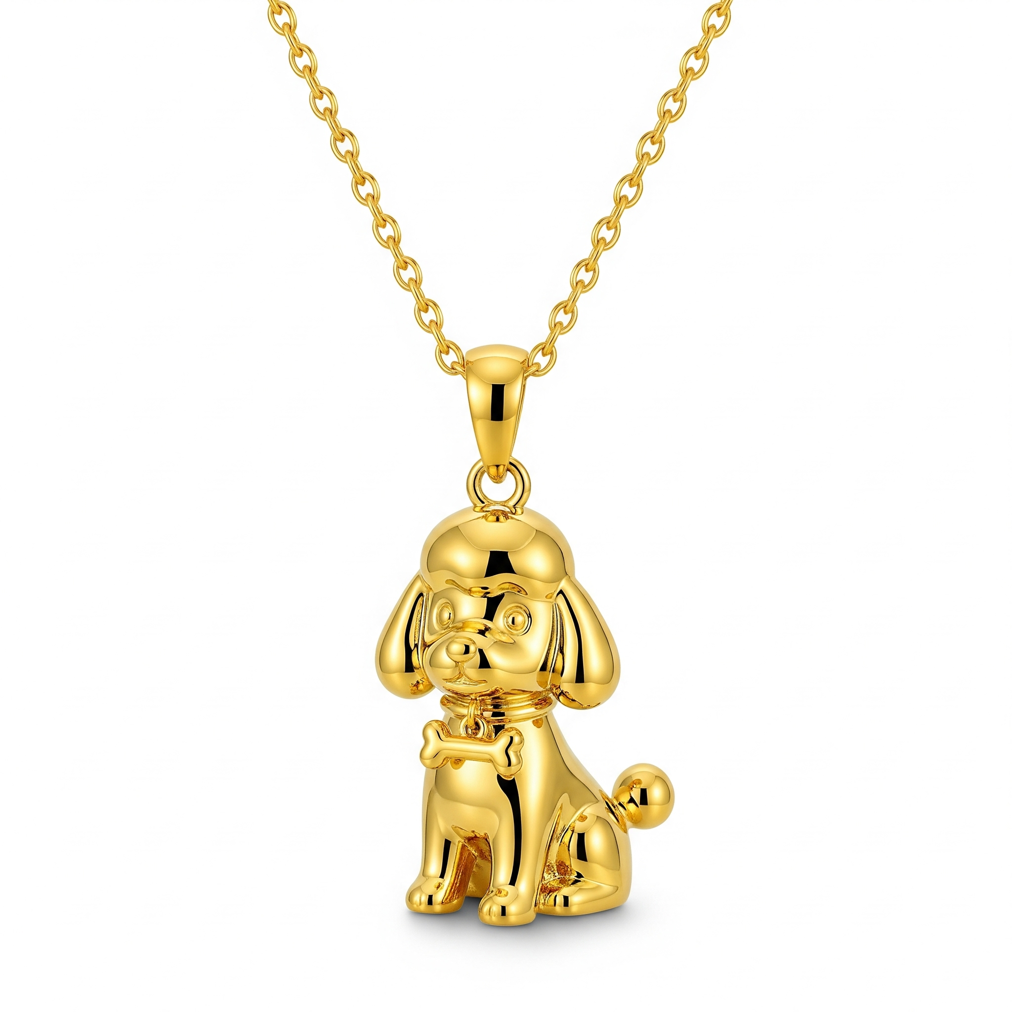 Cute 3D Women Stainless Steel Funny Charm Poodle Custom Dog Pendant Necklace