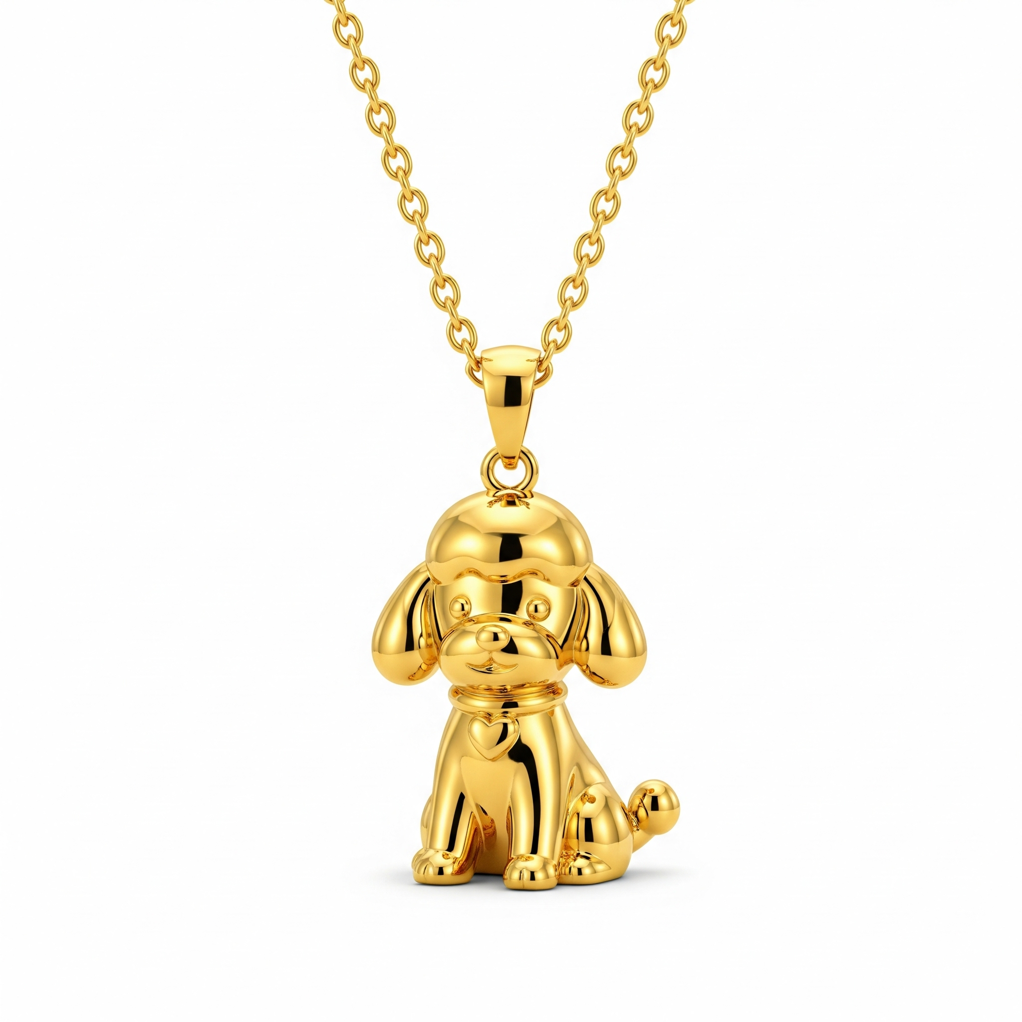 Cute 3D Women Stainless Steel Funny Charm Poodle Custom Dog Pendant Necklace