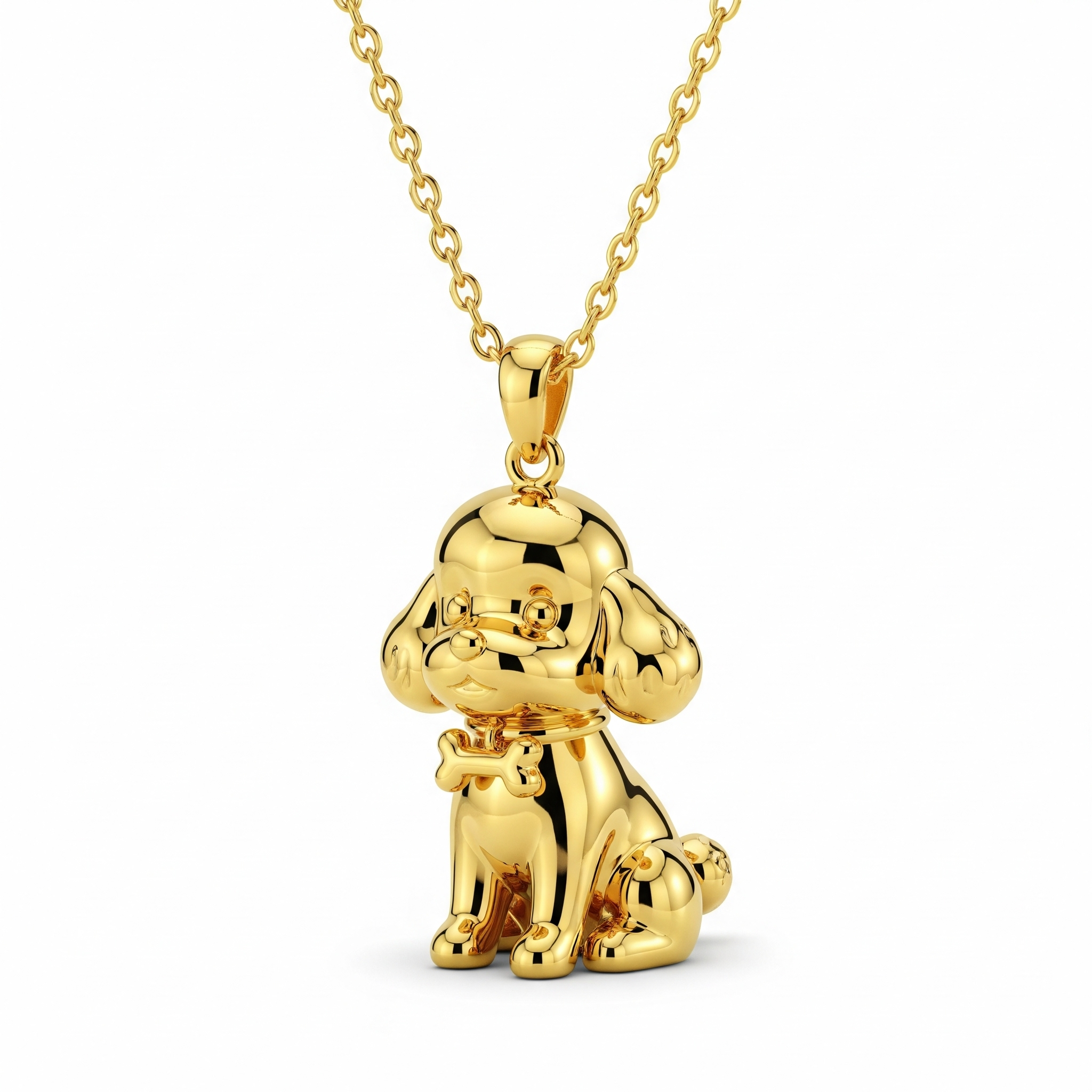 Cute 3D Women Stainless Steel Funny Charm Poodle Custom Dog Pendant Necklace