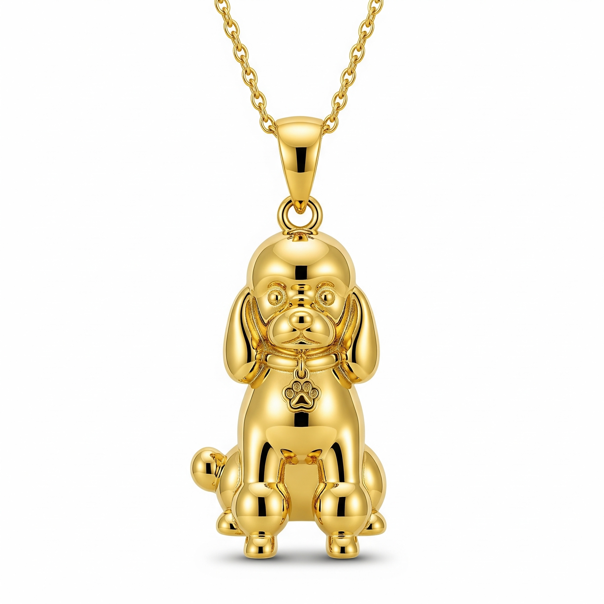 Cute 3D Women Stainless Steel Funny Charm Poodle Custom Dog Pendant Necklace