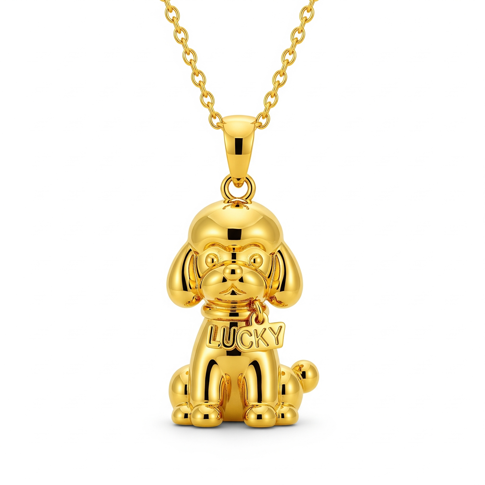 Cute 3D Women Stainless Steel Funny Charm Lucky Dog Pendant Necklace