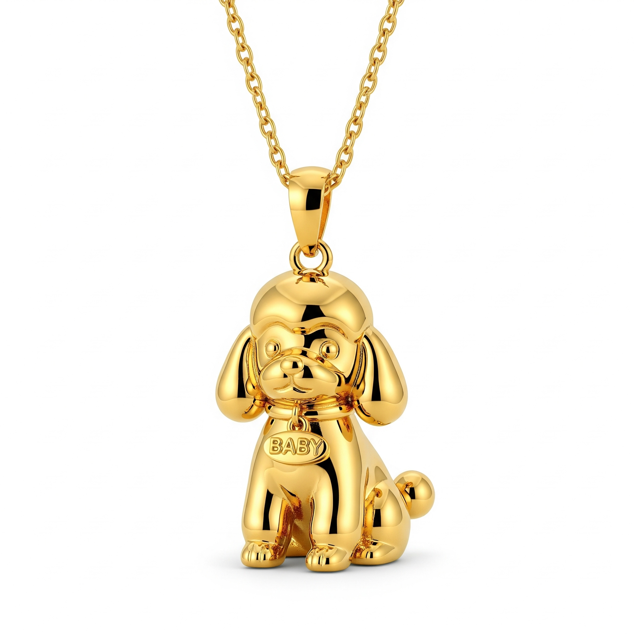 Cute 3D Women Stainless Steel Funny Charm Poodle Custom Dog Pendant Necklace