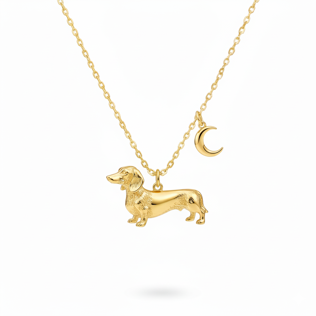 Dainty Stainless Steel Dachshund Dog Pendant Necklace - Personalized Pet Jewelry for Dog Lovers