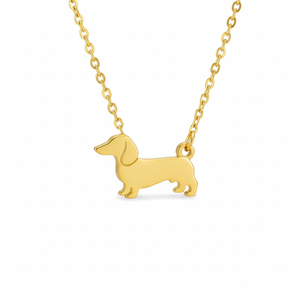 Dainty Stainless Steel Dachshund Dog Pendant Necklace - Minimalist Pet Jewelry Gift for Dog Lovers