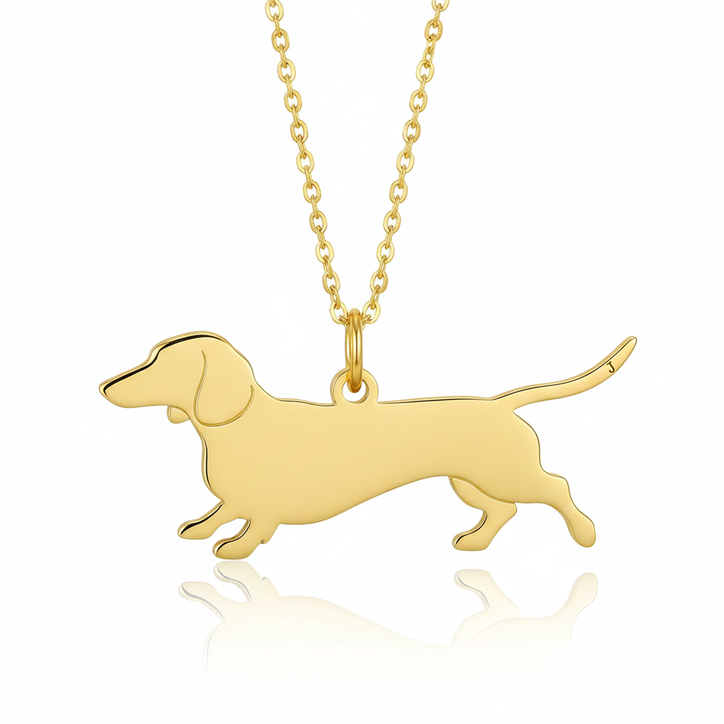 Dainty Stainless Steel Dachshund Dog Pendant Necklace - Running Sausage Dog Pet Jewelry Gift
