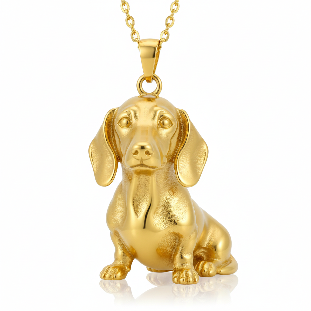 Dainty Stainless Steel Dachshund Dog Pendant Necklace – Personalized Pet Jewelry for Dog Lovers