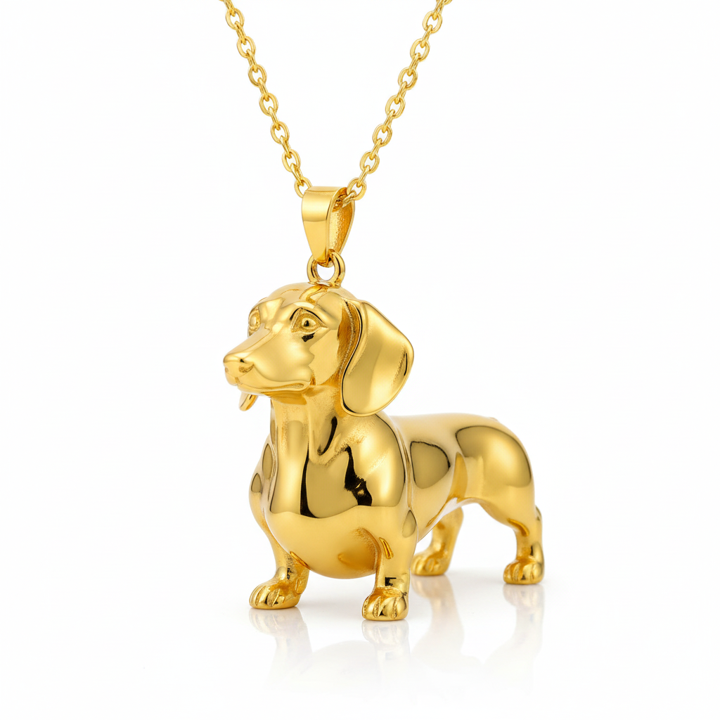 Dainty Stainless Steel Standing Dachshund Dog Pendant Necklace – Personalized Pet Jewelry