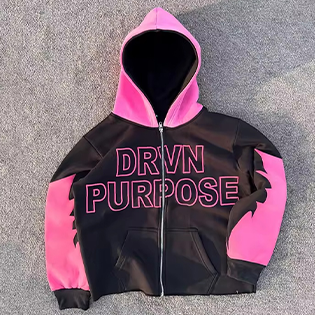 Black pink stitching hoodie