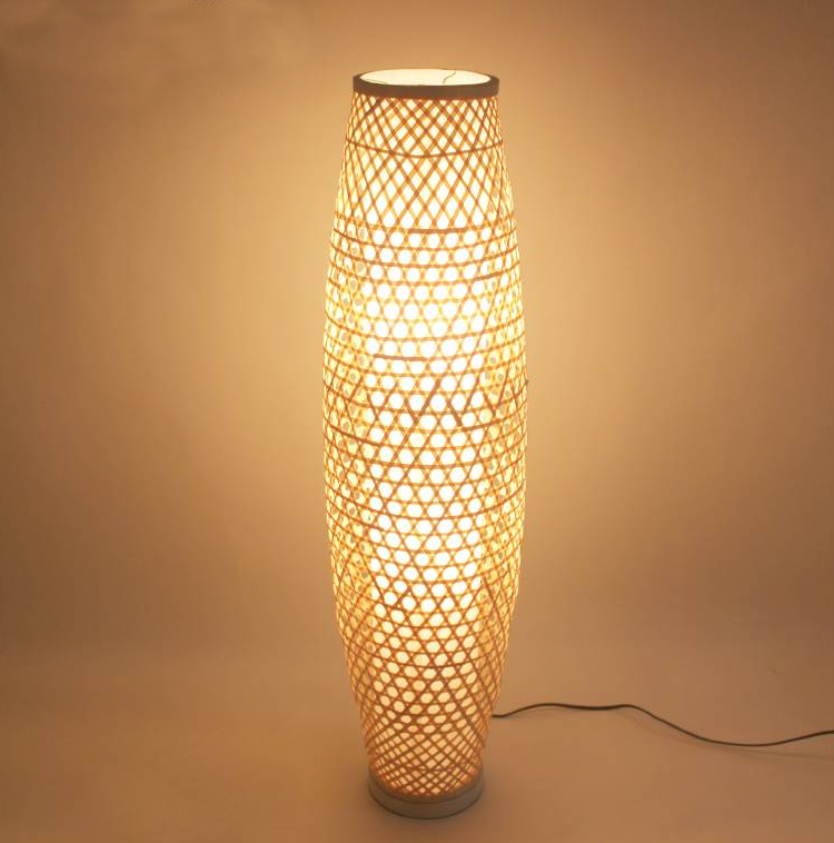 Handmade Bamboo Rattan Floor Lamp – Eco-Friendly Tall Woven Standing Light for Boho, Coastal, Japanese & Scandinavian Interiors