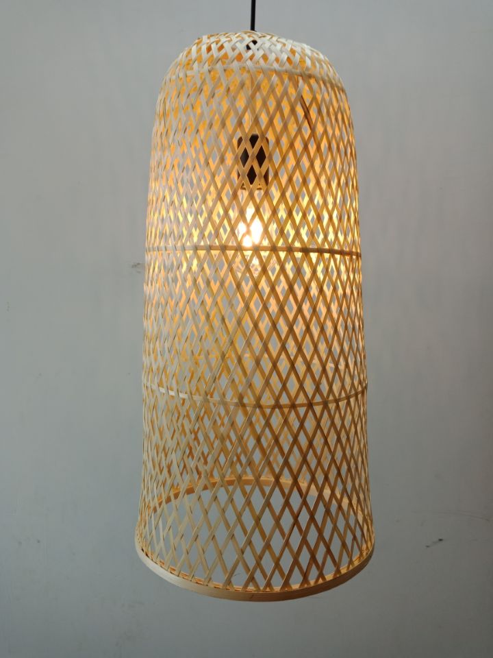 Handwoven Bamboo Pendant Light - Tall Dome Design for Restaurant, Homestay, Hotel & Project Spaces