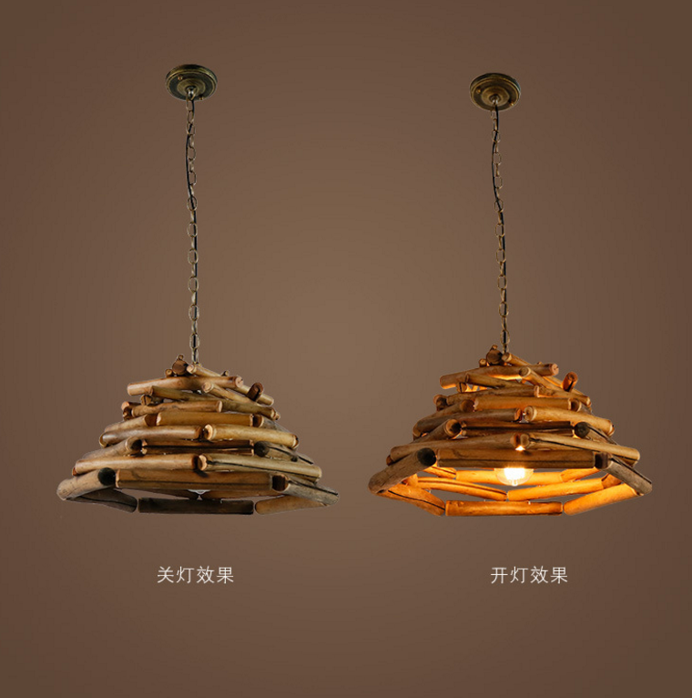 Handmade Bamboo Woven Pendant Light – Rustic Dining Lamp for Restaurant & Commercial Interiors