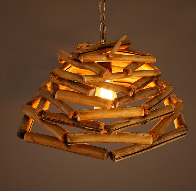 Handmade Bamboo Woven Pendant Light – Rustic Dining Lamp for Restaurant & Commercial Interiors
