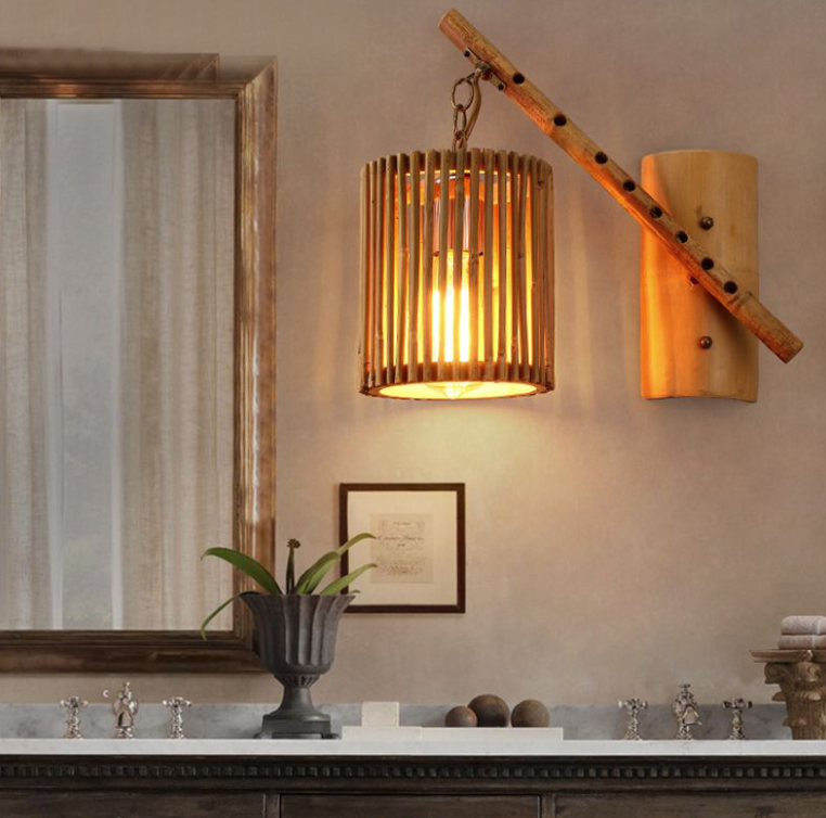 Bamboo Wall Lamp – Handmade Rustic Sconce Light