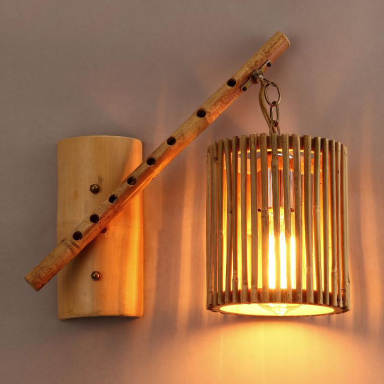 Bamboo Wall Lamp – Handmade Rustic Sconce Light