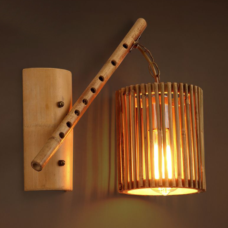 Bamboo Wall Lamp – Handmade Rustic Sconce Light