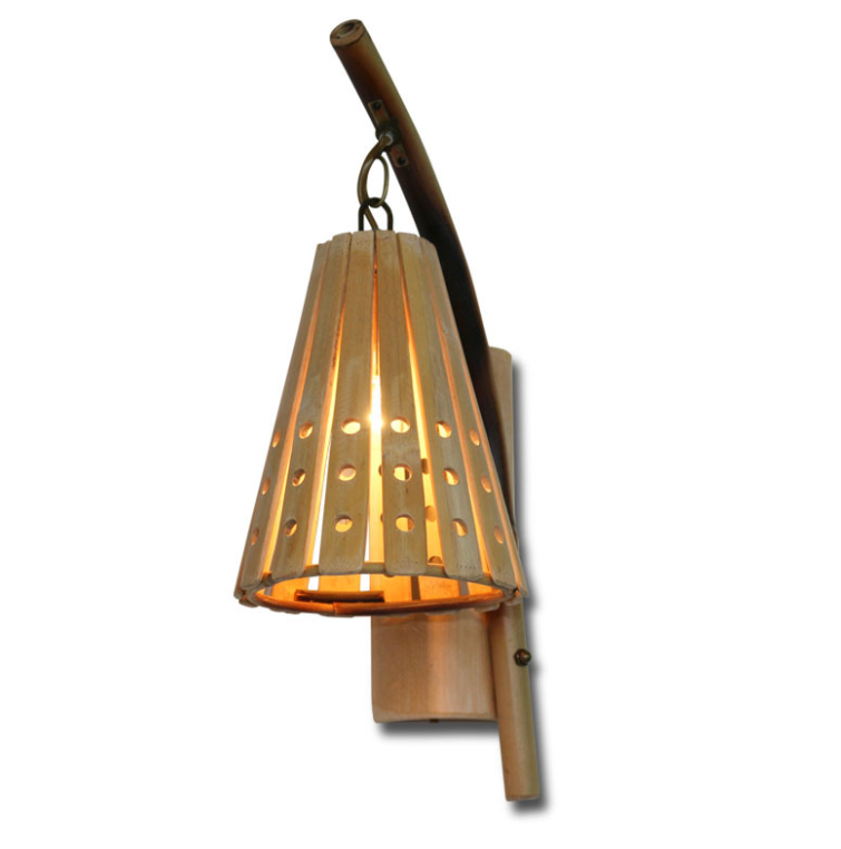 Bamboo Cone Wall Lamp – Handcrafted Perforated Sconce Light