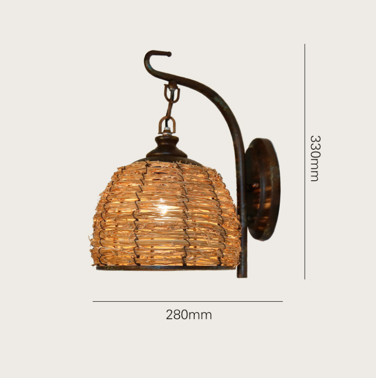 Vintage Rattan Wall Lamp – Handwoven Sconce Light for Hotels, Restaurants, B&Bs & Commercial Spaces