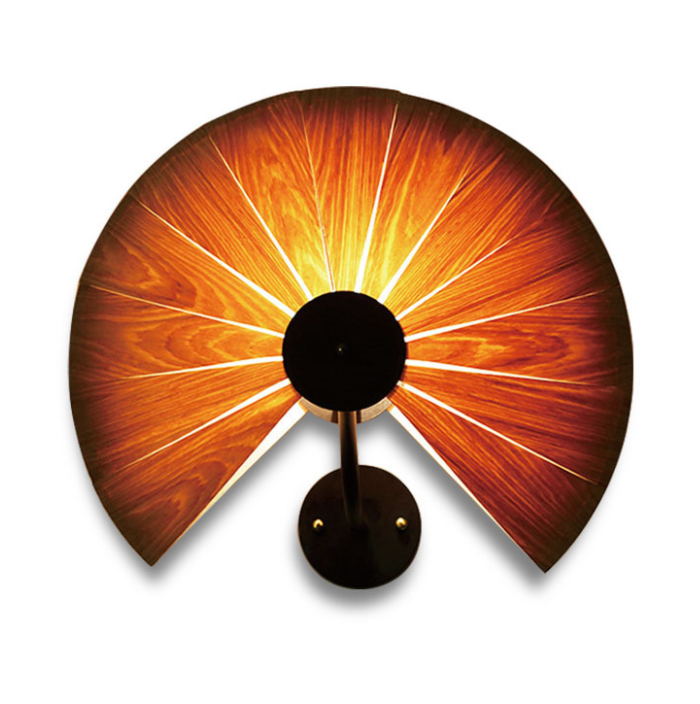 Fan-shaped Wood Grain Wall Lamp - Creative Warm Light Wall Decor Lamp